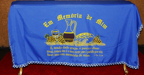 Kit 4 Peças De Toalhas De Decoração Para Santa Ceia Azul