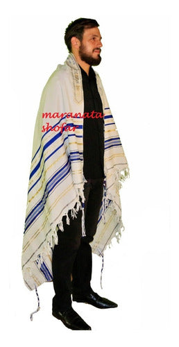 Talit Messiânico Gadol Jumbo Azul 135x180cm - De Israel - azul