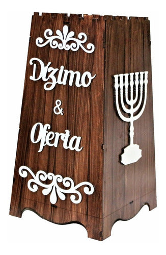 Gazofilácio Dízimos E Ofertas Igreja Em Mdf Pintado Menorá