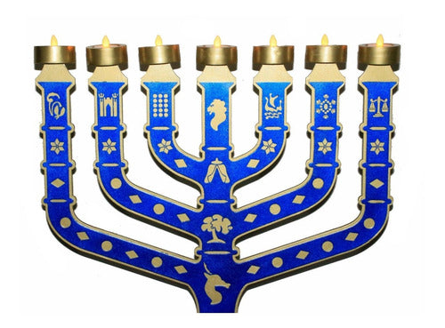 Candelabro Sete Pontas - Menora 12 Tribos - Em Mdf Grande #