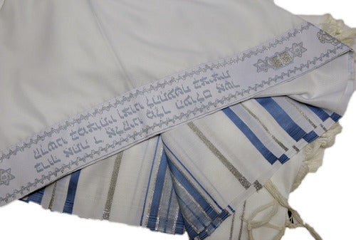 Talit Ortodoxo Gadol Jumbo Azul Com Prata 130x180cm - De Israel - Talitnia - Original