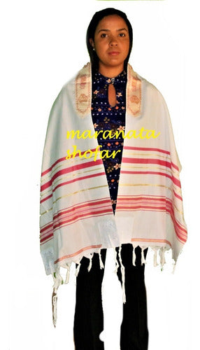Talit Totalmente Rosa - 55 X180 Cm - Importado De Israel