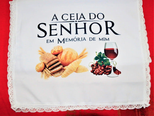 Kit 4 Peças De Toalhas De Decoração Para Santa Ceia Branca