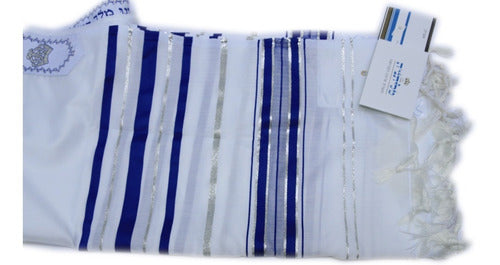 Talit Ortodoxo Gadol Jumbo Azul Com Prata 140x180cm Talitnia