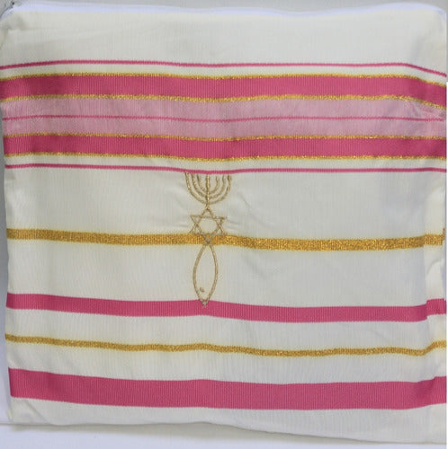 Talit Totalmente Rosa Messiânico - 60x180 Cm - Original De Israel