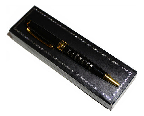 Caneta Judaica Preta C/ Dourado 7 Bençãos - Com Estojo