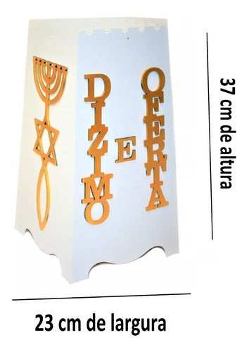 Gazofilácio Dízimo E Oferta Simb. Messiânico Igreja Em Mdf