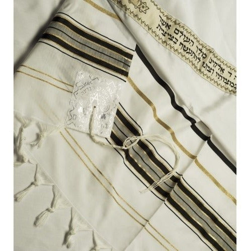 Talit Preto Com Dourado (grande) - Importado De Israel