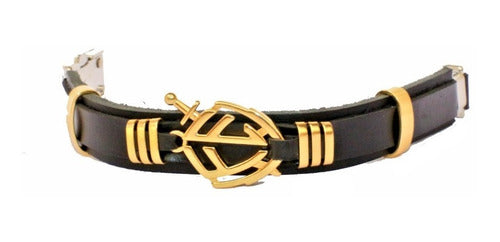 Pulseira De Couro Escudo Da Fé Verniz Gospel Regulável