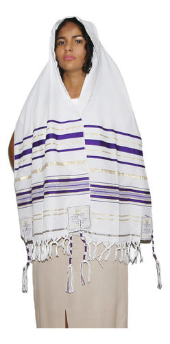 Talit Roxo Messiânico - 55x180 Cm - Original De Israel