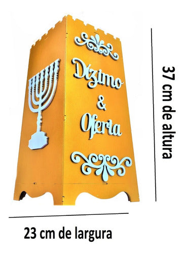 Gazofilácio Dízimos E Ofertas Igreja Em Mdf Dourado E Prata