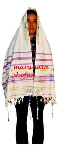 Talit Messiânico Lilas 60 X 180 Cm - Importado De Israel - Original