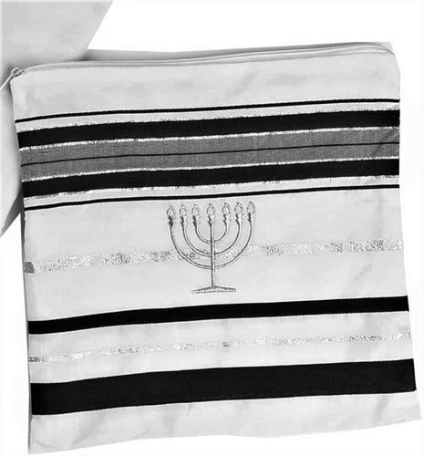 Talit Ortodoxo Preto Com Prata 60x180 Cm - De Israel