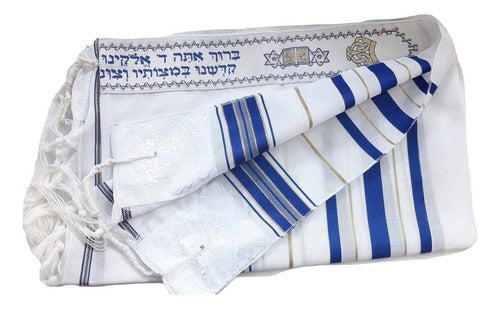 Talit Branco Com Dourado - Original De Israel - Talitania