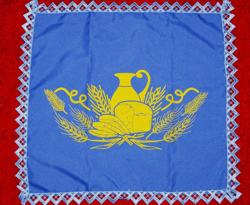 Kit 4 Peças De Toalhas De Decoração Para Santa Ceia Azul