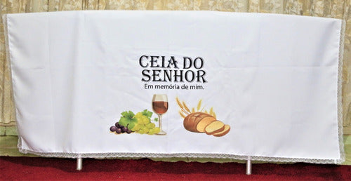 Kit 3 Peças De Toalhas De Decoração Para Santa Ceia Branca