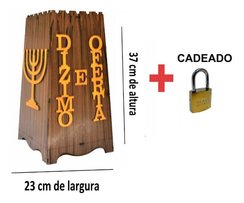 Gazofilácio Dízimos E Ofertas Igreja Em Mdf + Cadeado