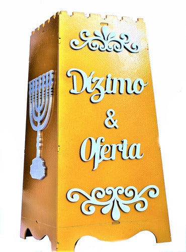 Gazofilácio Dízimos E Ofertas Igreja Em Mdf Dourado E Prata