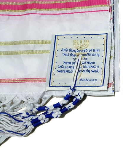 Talit Rosa Messiânico - 55 X180 Cm - Original De Israel