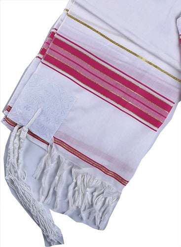 Talit Totalmente Rosa - 55 X180 Cm - Importado De Israel