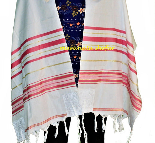Talit Totalmente Rosa - 55 X180 Cm - Importado De Israel