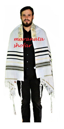 Talit Preto Com Dourado (grande) - Importado De Israel