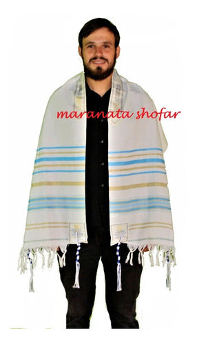Talit Messiânico Azul Piscina - Original - De Israel