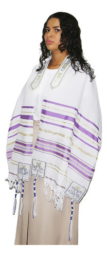 Talit Messiânico Lilas 60 X 180 Cm - Importado De Israel - Original