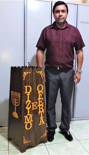 Gazofilácio Dízimos E Ofertas Igreja (grande) Pintado Em Mdf