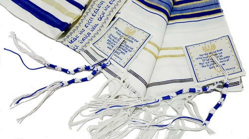 Talit Messiânico Gadol Jumbo Azul 135x180cm - De Israel - azul
