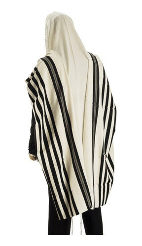 Talit Ortodoxo Gadol Jumbo Preto Com Prata 140x 180cm - De Israel - Talitnia