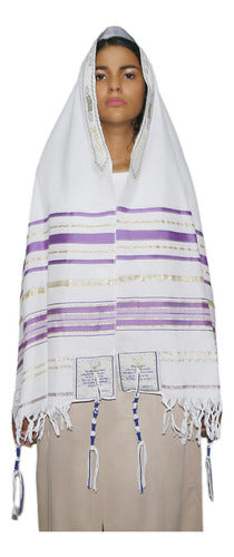 Talit Messiânico Lilas 60 X 180 Cm - Importado De Israel - Original