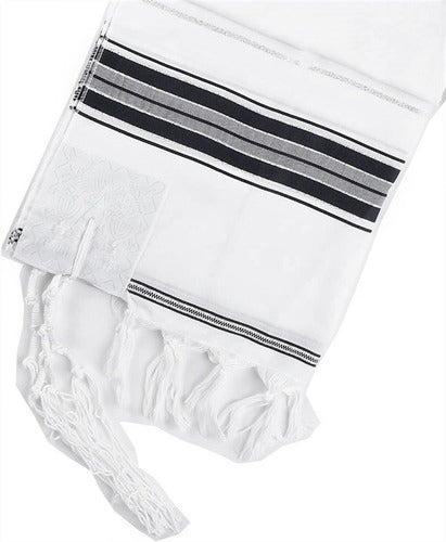 Talit Ortodoxo Preto Com Prata 60x180 Cm - De Israel