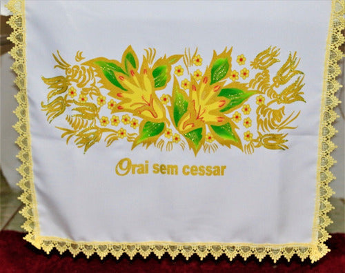 Toalha Caminho De Púlpito Decoração Para Santa Ceia Branca 3