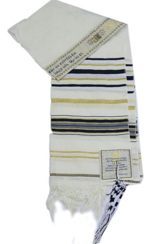 Talit Messiânico Azul + Prendedor 12 Tribos - De Israel