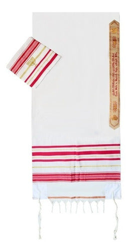 Talit Totalmente Rosa - 55 X180 Cm - Importado De Israel