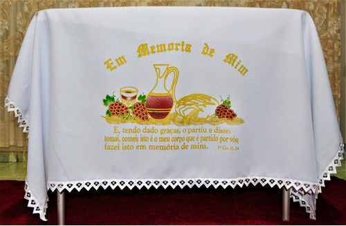 Kit 4 Peças De Toalhas De Decoração Para Santa Ceia Branca