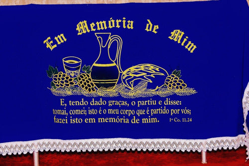 Toalha Forro De Decoração Para Santa Ceia Azul Royal