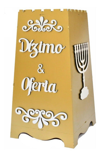 Gazofilácio Dízimos E Ofertas Igreja Em Mdf Pintado Menorá