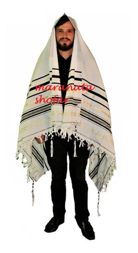 Talit Messiânico Gadol Jumbo Azul 135x180cm - De Israel