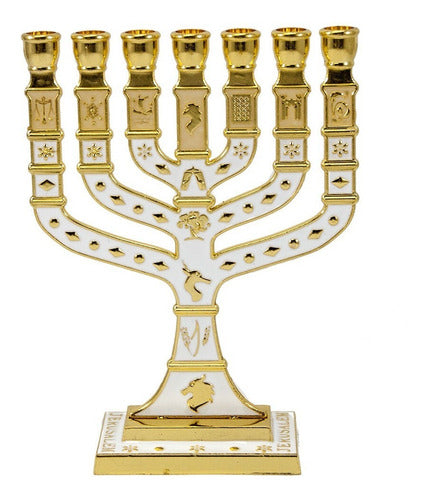 Candelabro Sete Pontas - Menora 18cm - 12 Tribos - Israel 1