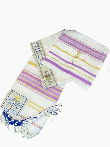 Talit Messiânico Lilas 60 X 180 Cm - Importado De Israel - Original
