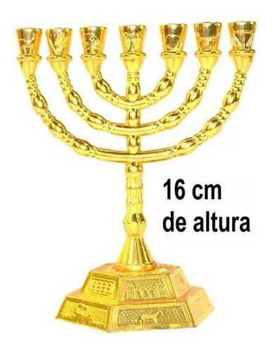 Candelabro Sete Pontas - Menorá 12 Tribos -16 Cm - De Israel