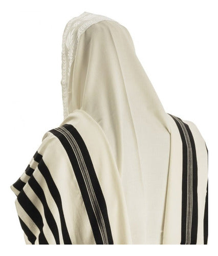 Talit Ortodoxo Gadol Jumbo Preto Com Prata 140x 180cm - De Israel - Talitnia