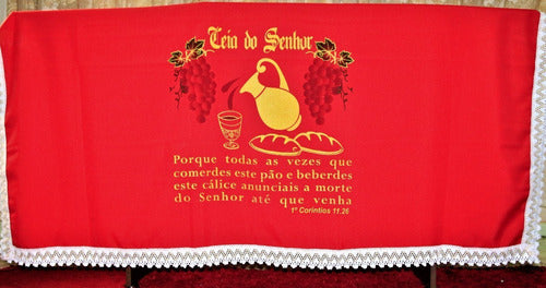 Kit 4 Peças De Toalhas De Decoração Para Santa Ceia Vermelha