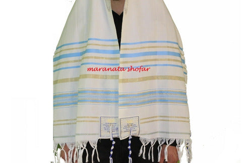 Talit Messiânico Azul Piscina - Original - De Israel