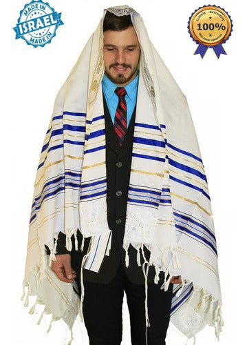 Talit Branco Com Dourado - Original De Israel - Talitania
