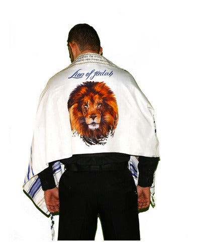 Talit Messiânico Azul 55 X 180 Cm - De Israel Leão De Judá