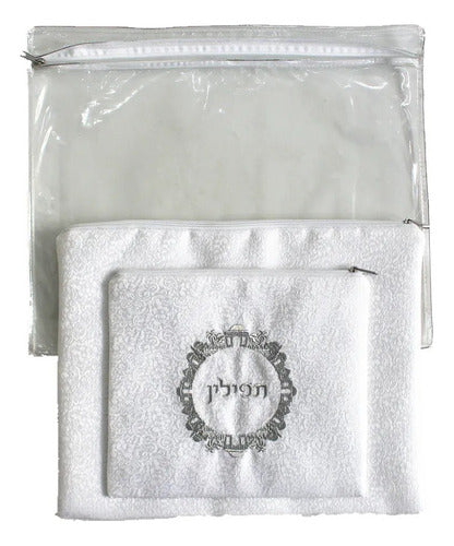 Saco/ Bolsa De Talit E Tefilin De Veludo Bordada - Israel