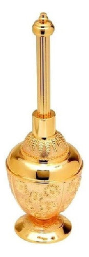 Consagrador Porta Óleo Unção 100ml Arabesco Em Metal Dourado